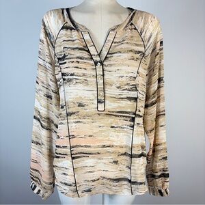 Calvin Klein Striped Beige and Black Blouse M
